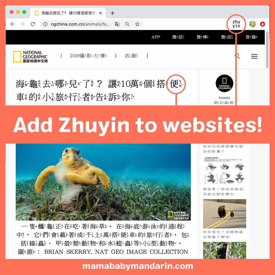 網頁中即時加上注音 Google Chrome Extension